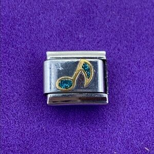 💛 Y2K Stainless Steel 18k Gold Blue Music Note Charm Link